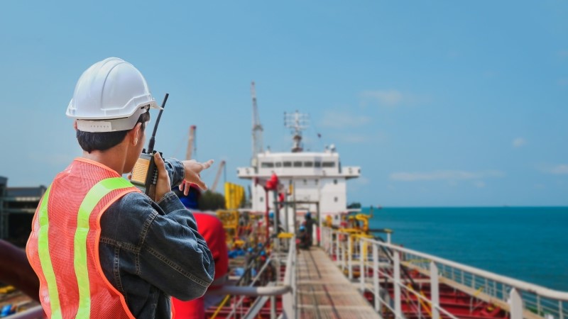 crew worker on tanker ship, Male worker at construction site